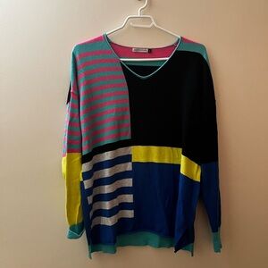 Color Block V-Neck Sweater